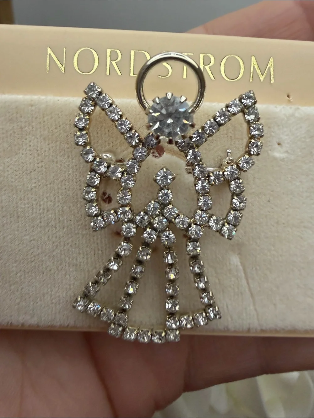 Nordstrom Silver Crystal Angel Brooch